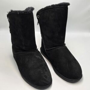 Clarks Warm-Lined Suede Mid Boots Zip And Snap  Black Women's 9M